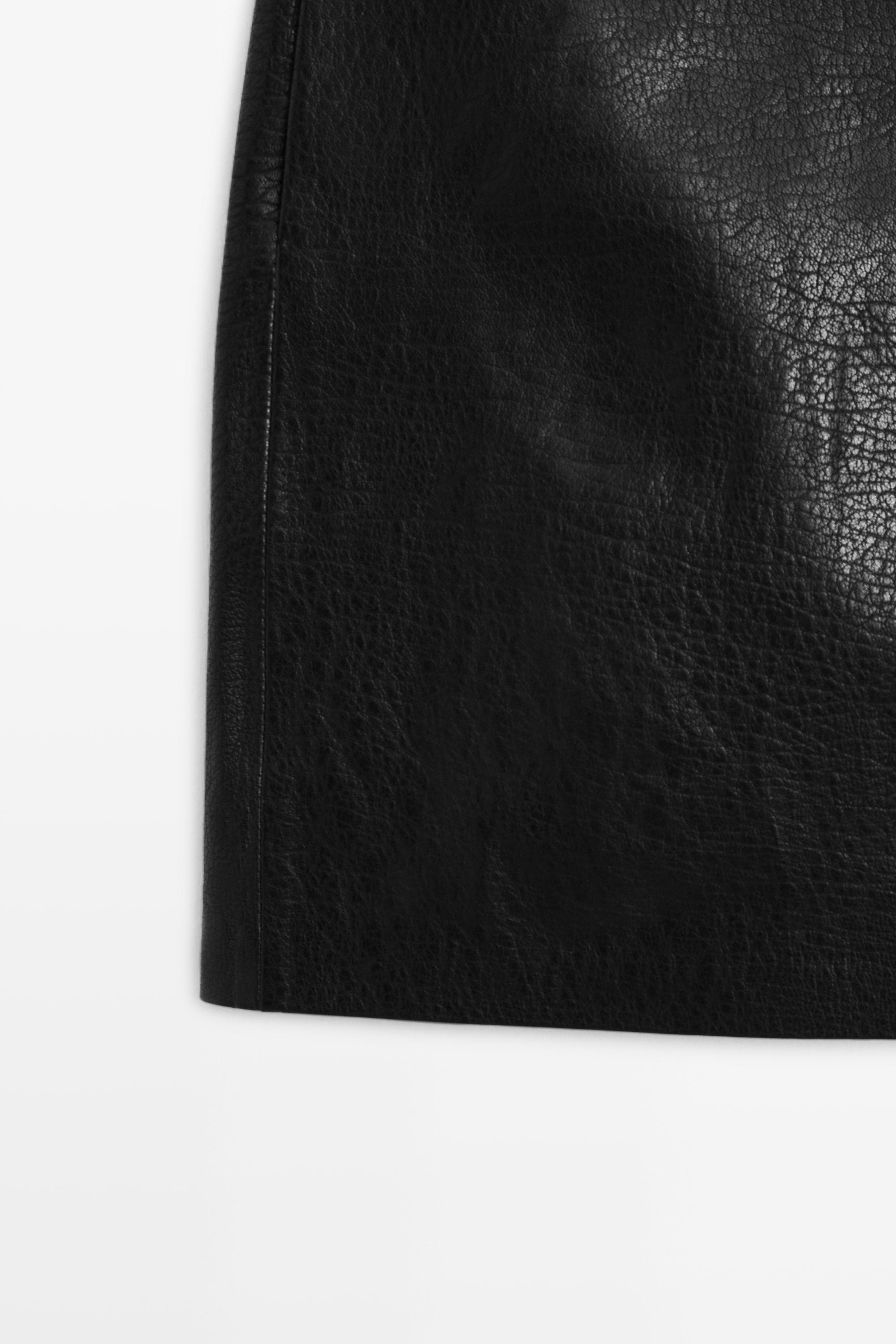 Nappa leather mini skirt